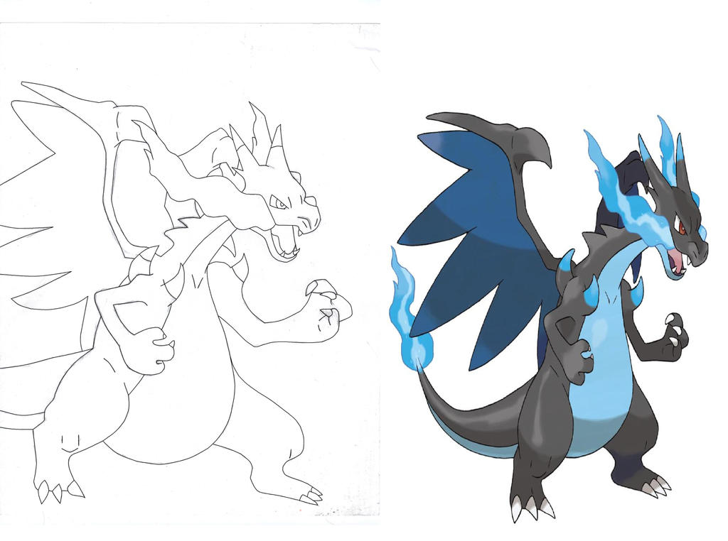 Mega Charizard X Lineart and Official Comparison by ZekromAmaterasu on ...