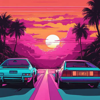 Retro Palm Trees by DreamUp