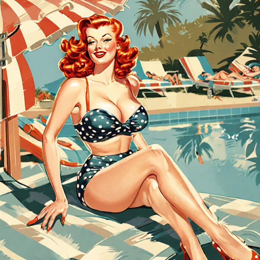 Sunbathing Redhead from 1965 by DreamUp