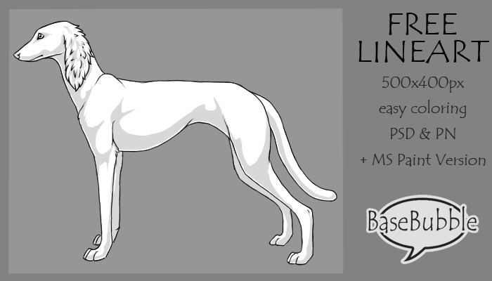 .: Saluki FREE Lineart : PSD + PNG + MS Paint :.