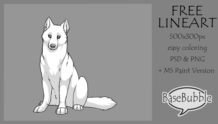 .: FREE Wolf Lineart : PSD+PNG+MSPaint :.