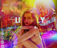 Lily Collins colorful glitters