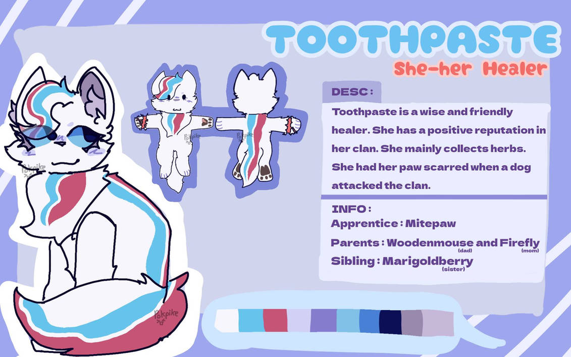 Toothpaste Ref Toothpaste // Warrior cats oc ref sheet by Pokpike on DeviantArt