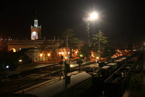 Night train station in Sochi