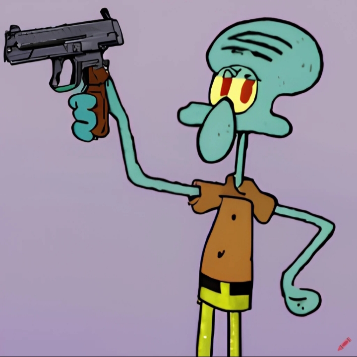 Squidward with a Gun by sirkobestar on DeviantArt