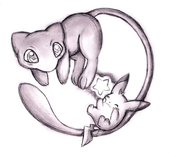 Mew and baby Pikachu