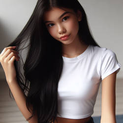 Girl stroking hair 1