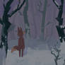 Fox in the snowy forest