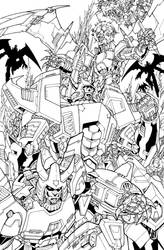 galvatron and crew lineart