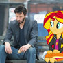 Sunset Shimmer trying to cheer up Sad Keanu GIF