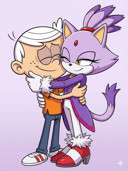 Lincoln Loud and Blaze the Cat Hugging