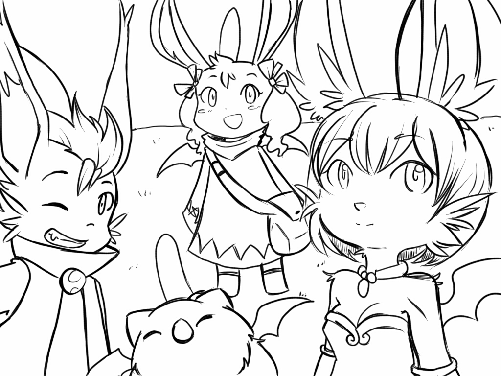 Moogle Squad Lineart