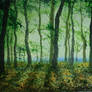 Sunlight forest acrylic painting experiment