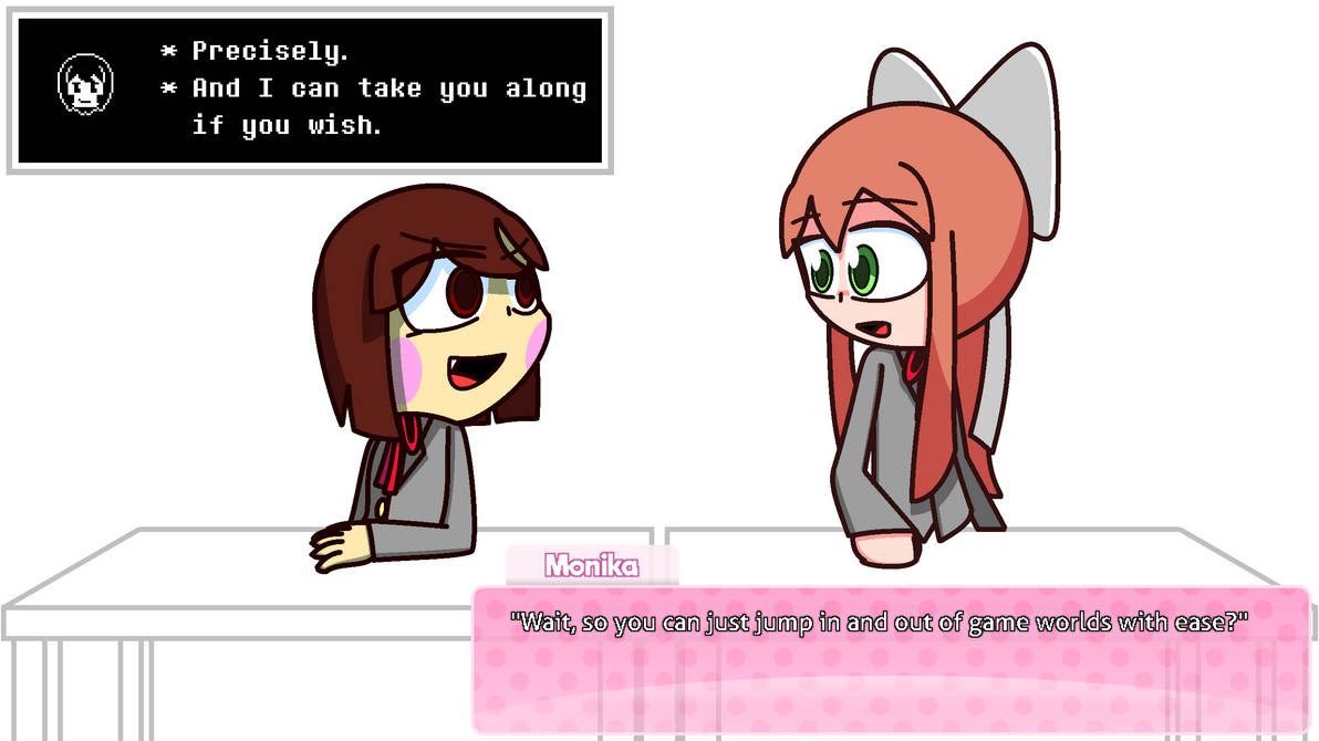 Undertale X DDLC Crossover Chara And Monika By AmenKing1999 On DeviantArt undertale-x-ddlc-crossover-chara-and-monika-by-amenking1999-on-deviantart