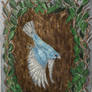 Blue Bird in Flight finished painting