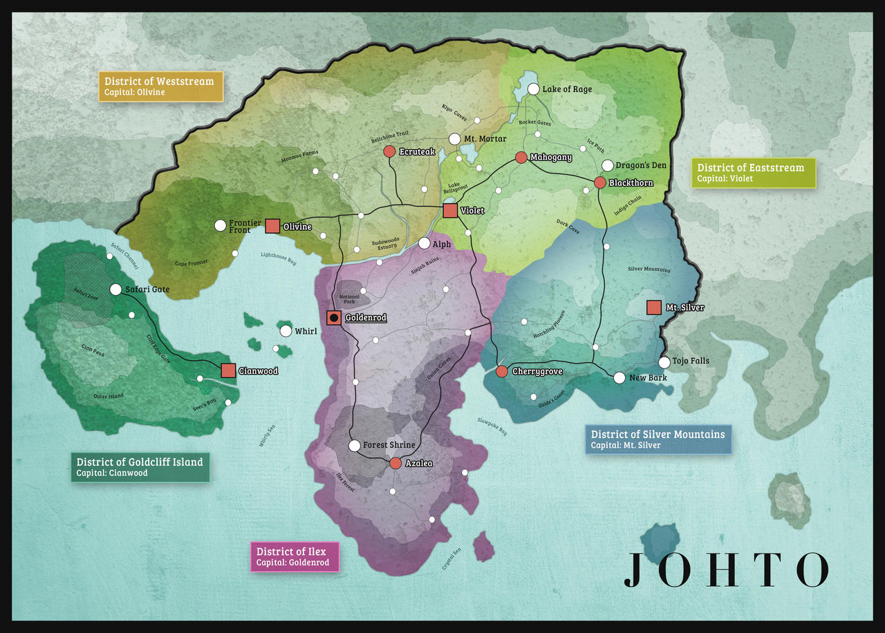 Joho Map Map of Pokemon's Johto as a real country by Vathareon on DeviantArt