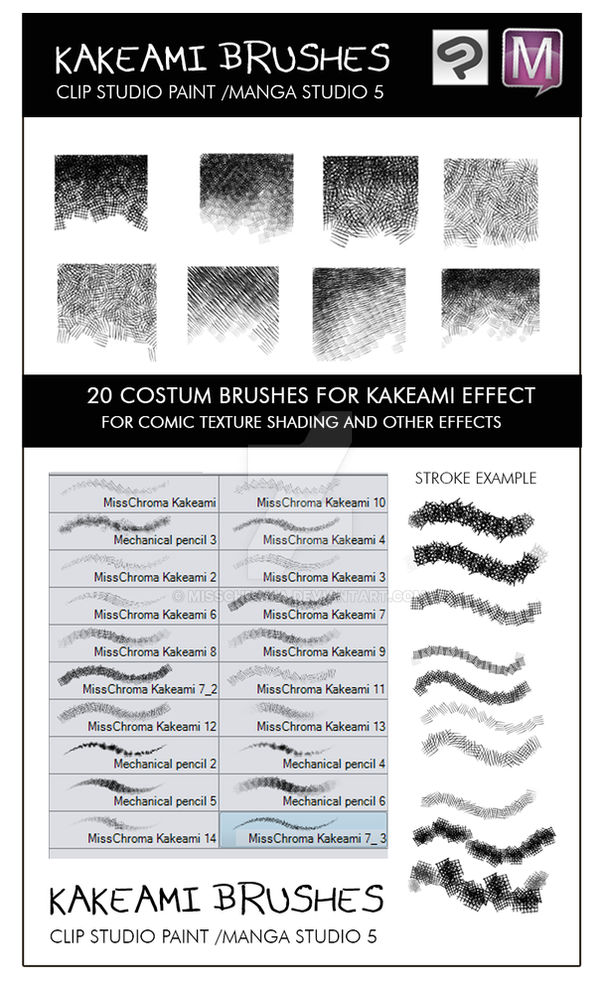 Kakeami brushes Manga Studio 5 and Clip Studio