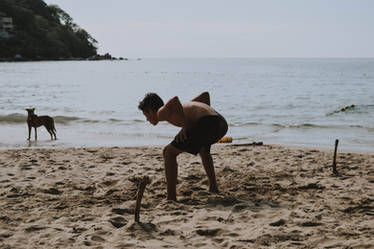 Playing in the beach