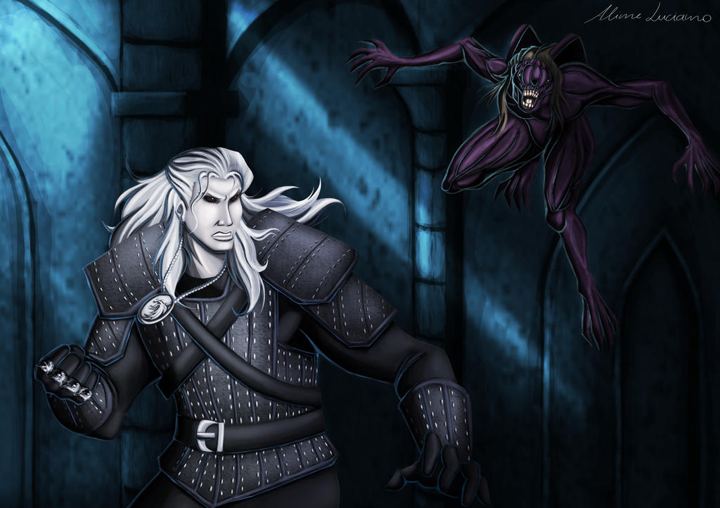 Geralt vs Striga The Witcher by AlineLuciano on DeviantArt
