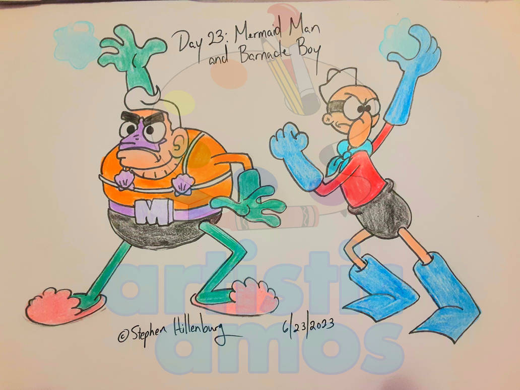 Day 23: Mermaid Man and Barnacle Boy by ArtisticAmos on DeviantArt Day 23: Mermaid Man and Barnacle Boy by ArtisticAmos on DeviantArt
