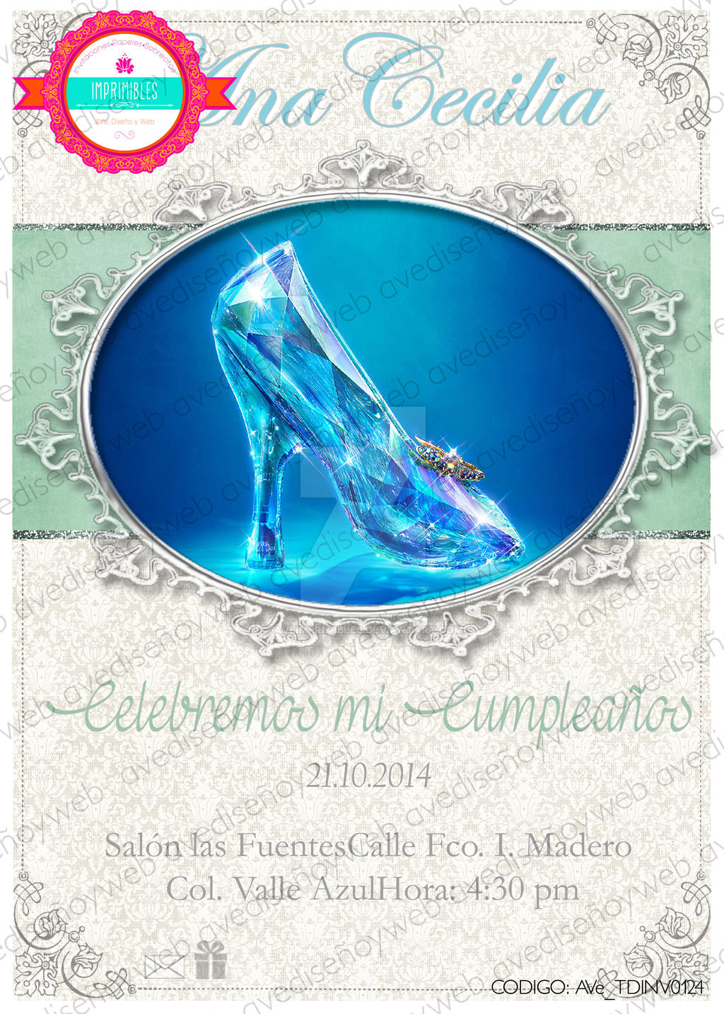 AVe. Invitacion Imprimible Zapatilla Cenicienta by AVeImprimibles on  DeviantArt