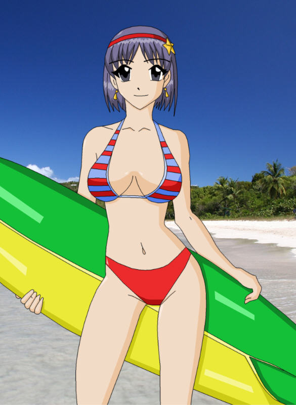 Athena Asamiya as surfer girl