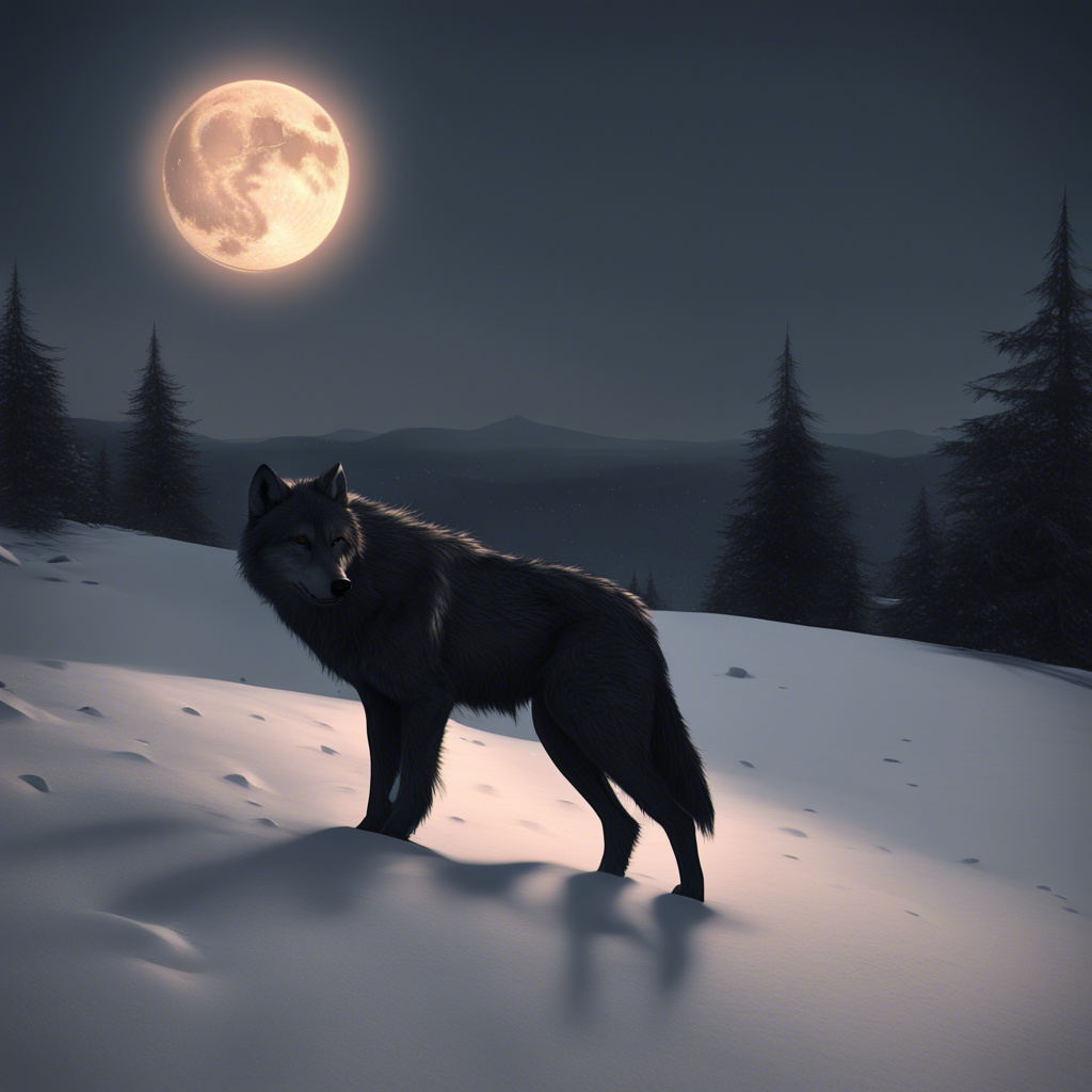 Wolf In Moonlight