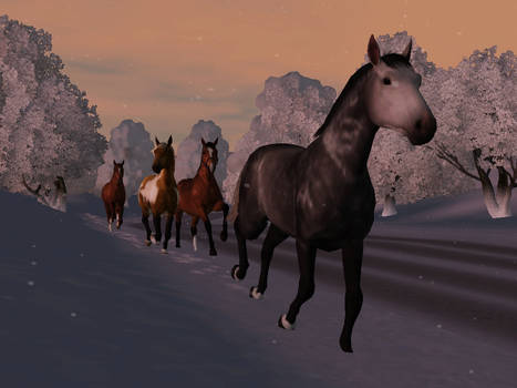 Sims 3 Horses in the snow