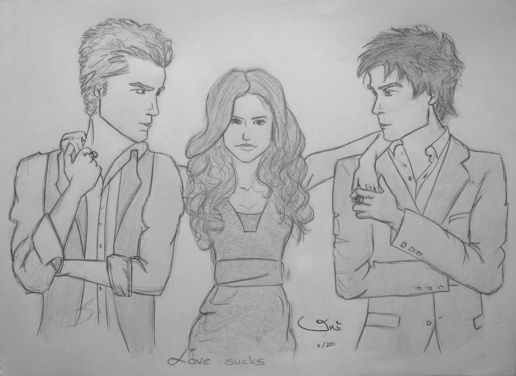 Desenhando Elena, Damon e Stefan ( Diary the vampire) - speed draw