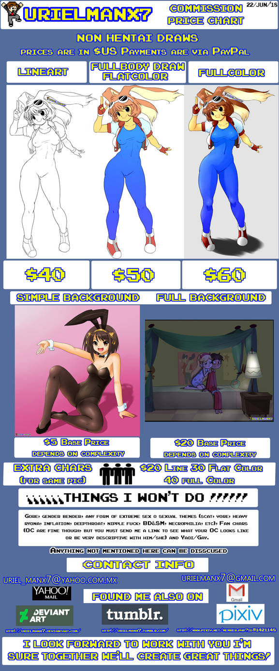 Commissions Price Chart NON HENTAI-UPDATED22/06/18 by UrielManX7