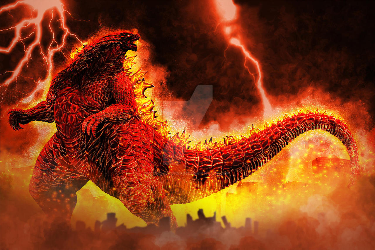 Burning godzilla model