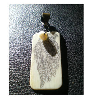 Birds Wing Ivory Scrimshaw