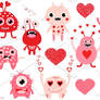 Valentine monsters love set