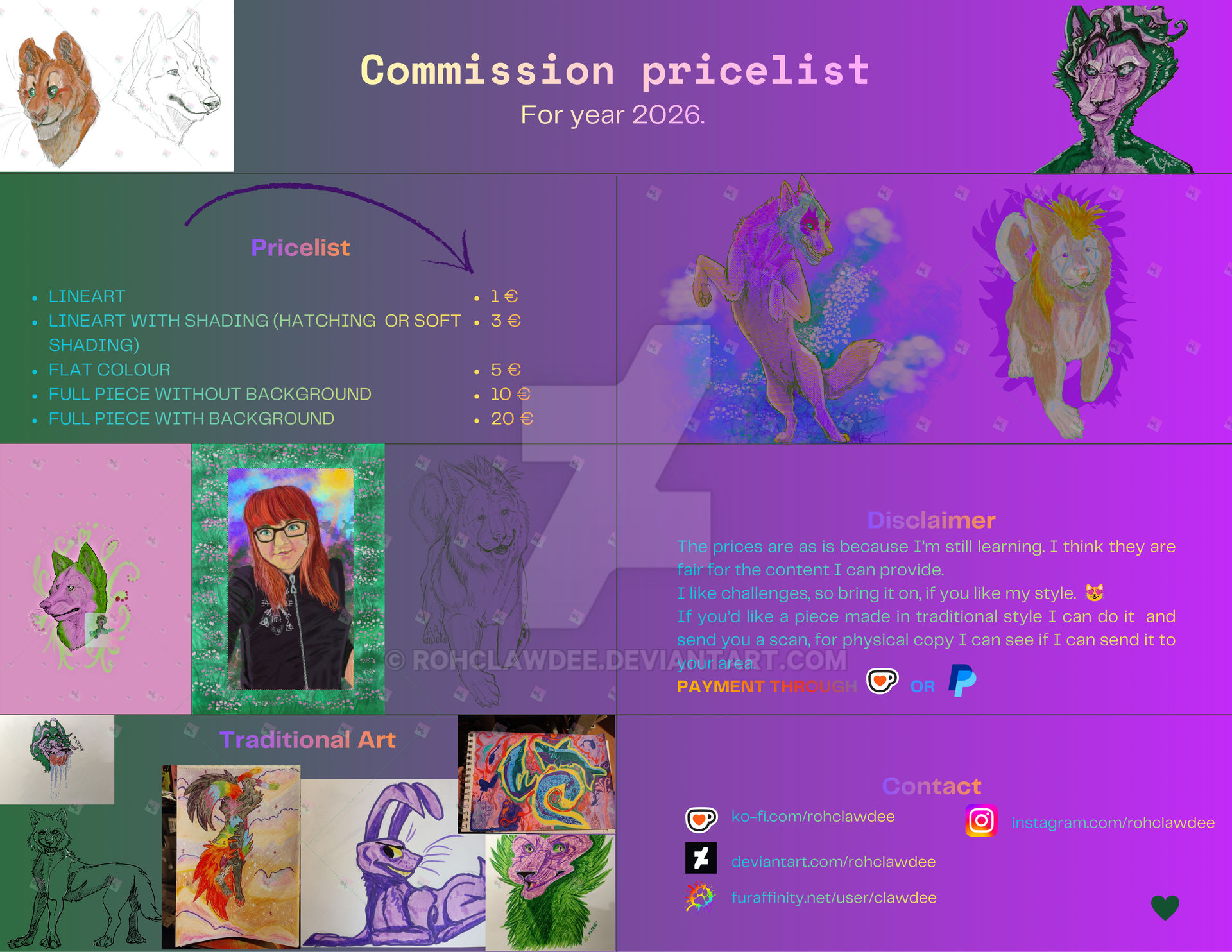 Comission pricelist