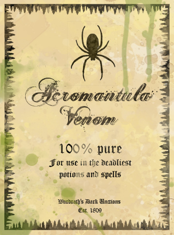 Acromantula Venom Potion Label