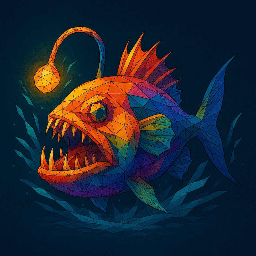 Polyon Fish Polygon angler fish by qzwxecrvtbtnum on DeviantArt