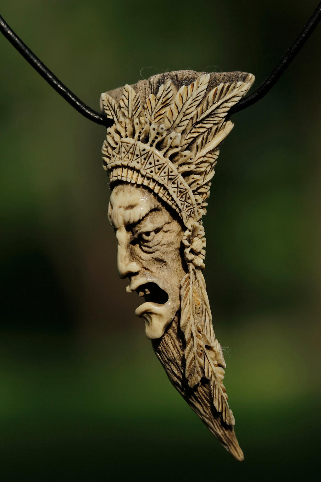 the head of an indian 5 - deer antler