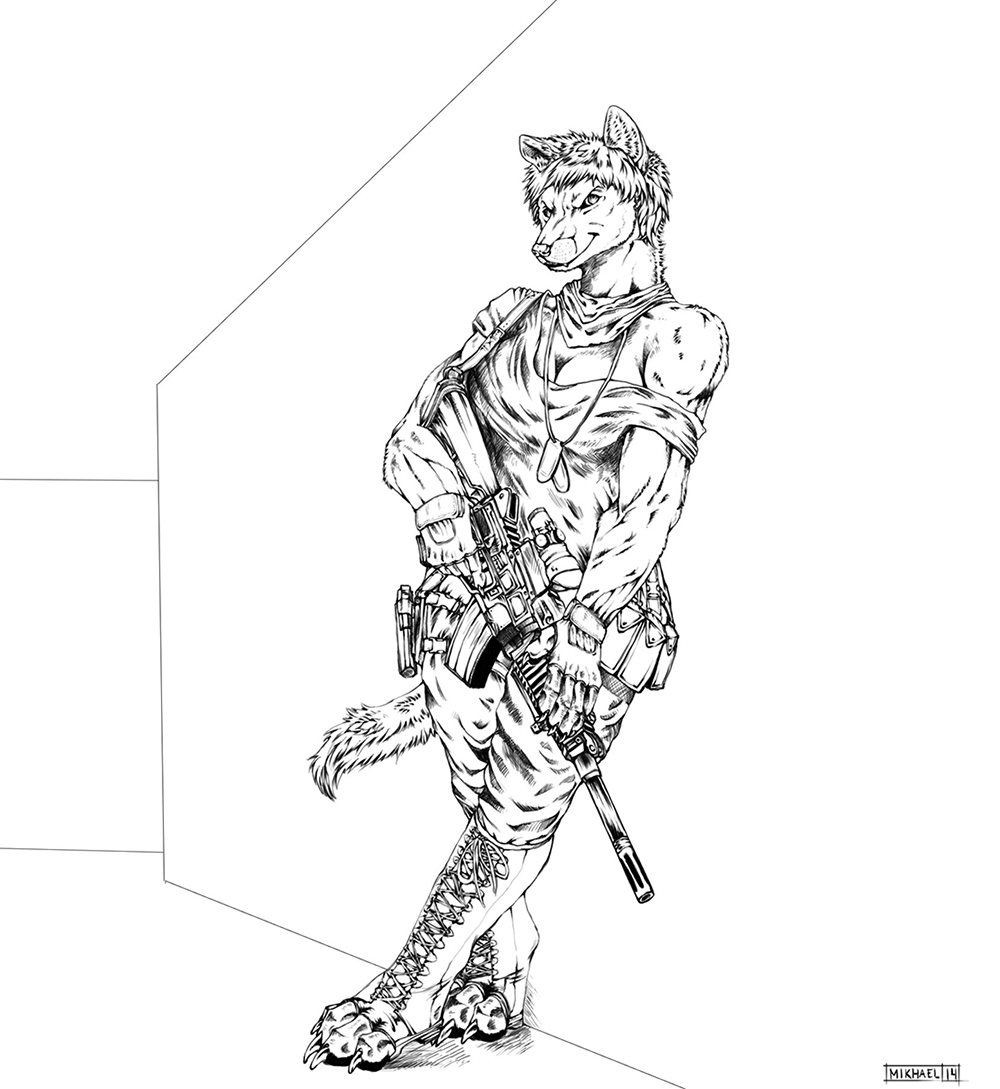 (Lineart) [Commission] Packing Heat