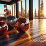 Christmas Decor on Wood in Snowy Landscape