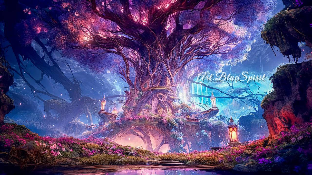 Fantasy Orient-Style Tree in Forest by artbluespirit on DeviantArt