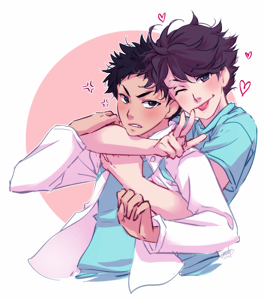 Haikyuu!! Hugs: IwaOi