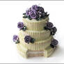 Wedding cake with purple roses