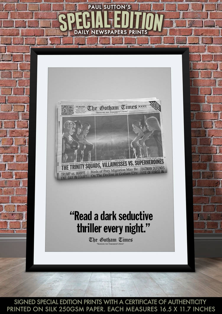 BATGIRL Red Sky The Gotham Times Newspaper Print by PaulSuttonArt on ...