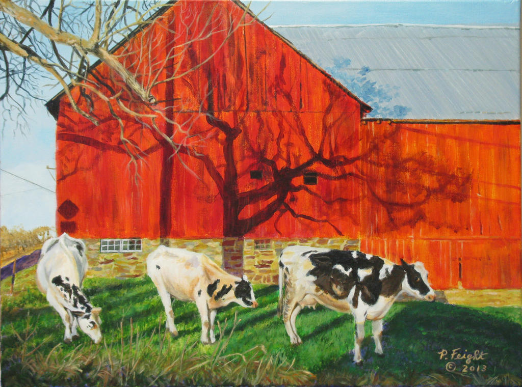 Barn and 3 cows by pfeight Barn and 3 cows by pfeight