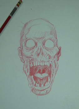 Screaming Zombie Pencil Sketch