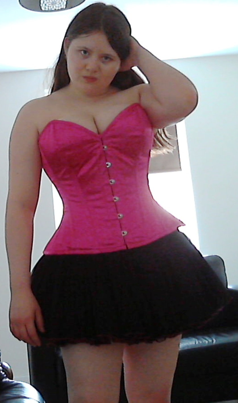 Chubby girl in corset