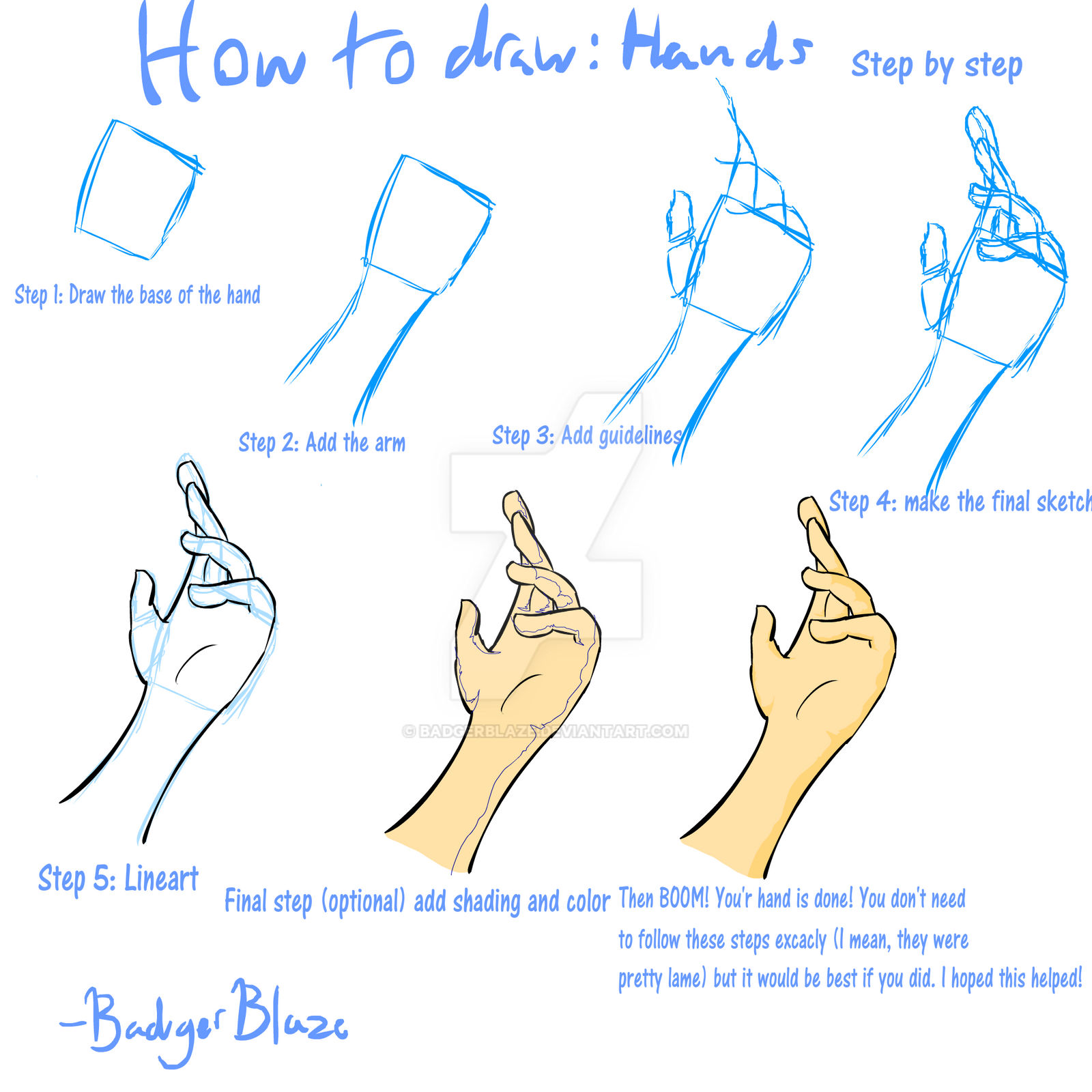 How to draw: Hands! by BadgerBlaze on DeviantArt
