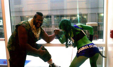 She Hulk arm wrestles MR T