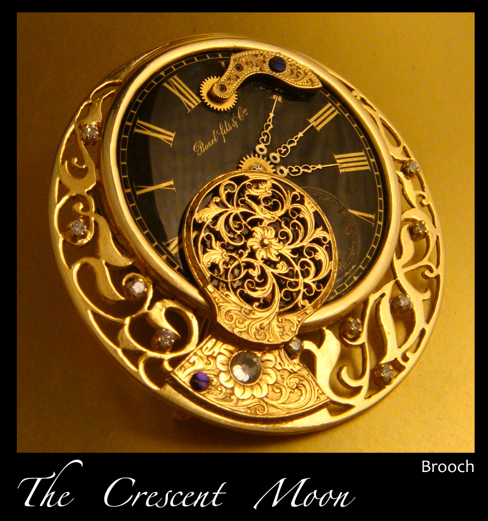 The Crescent Moon: Steampunk Brooch