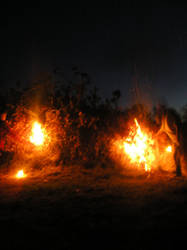 Lighting the festival bonfire